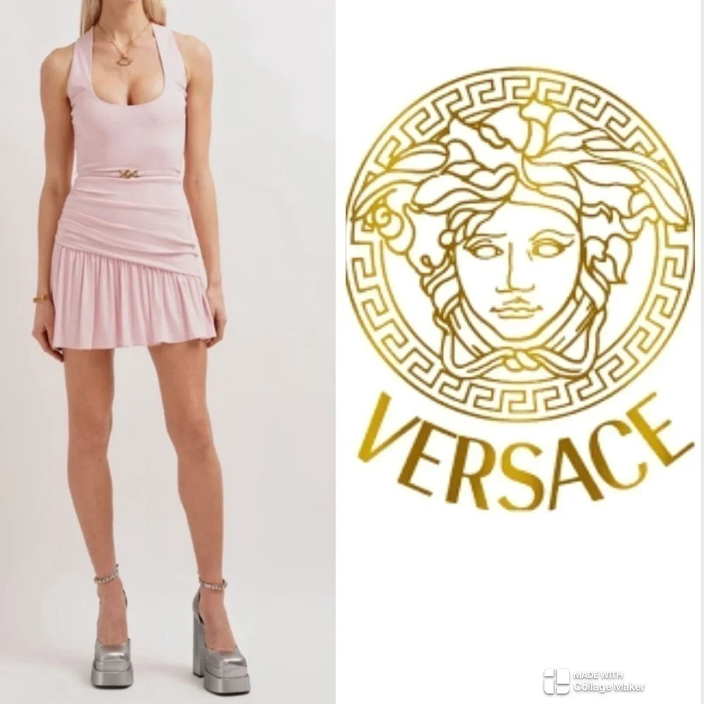 Versace Medusa cocktail mini dress in pink FW2023 NWT